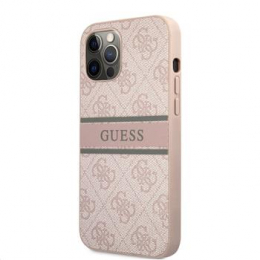 Pouzdro Guess (GUHCP12M4GDPI) PI 4G Printed Stripes pro iPhone 12/12 Pro růžové 