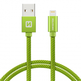 Datový kabel Swissten Textile Lightning 2.0m zelený