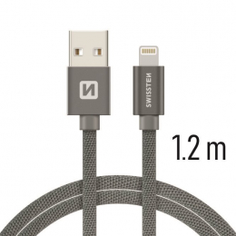 Datový kabel Swissten Textile USB-C na Lightning 1.2m šedý