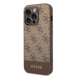 Pouzdro Guess (GUHCP14XG4GLBR) 4G Stripe pro Apple iPhone 14 Pro MAX hnědé