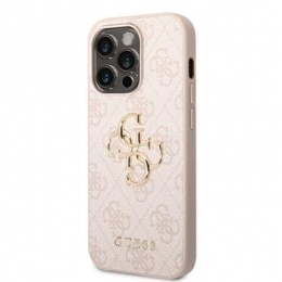 Pouzdro Guess (GUHCP14L4GMGPI) Metal Logo pro Apple iPhone 14 Pro růžové