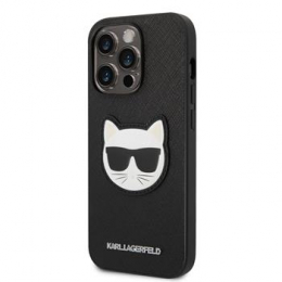 Pouzdro Karl Lagerfeld (KLHCP14XSAPCHK) PU Saffiano Choupette Head pro Apple iPhone 14 Pro MAX černé