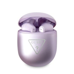 Bezdrátová sluchátka Guess (GUTWST82TRU) Triangle Logo 4H Glossy Purple