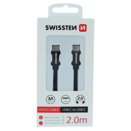 Datový kabel Swissten Textile USB-C na USB-C 2.0m černý