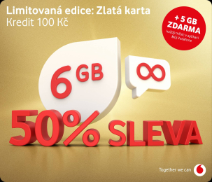 Vodafone SIM karta 100 Kč zlatá karta + 5 GB 