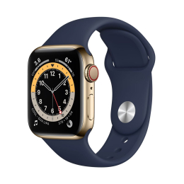 Apple Watch (MJXM3HC/A) Series 6 Cellular 40mm nerezová ocel zlatá + námořnicky tmavomodrá náramek