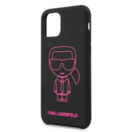 Pouzdro Karl Lagerfeld (KLHCN65SILFLPBK) Silicone Karl pro Apple iPhone 11 Pro MAX černo-růžové