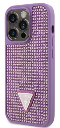 Pouzdro Guess (GUHCP14LHDGTPU) Rhinestones Triangle Metal Logo pro Apple iPhone 14 Pro fialové