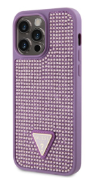 Pouzdro Guess (GUHCP14XHDGTPU) Rhinestones Triangle Metal Logo pro Apple iPhone 14 Pro MAX fialové