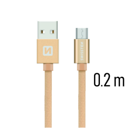 Datový kabel Swissten Textile MicroUSB 0.2m zlatý