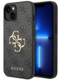 Pouzdro Guess (GUHCP15S4GMGGR) PU 4G Metal pro Apple iPhone 15 šedé