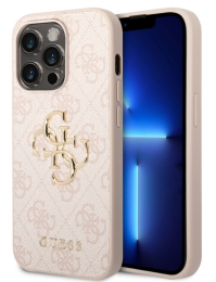 Pouzdro Guess (GUHCP15L4GMGPI) PU 4G Metal pro Apple iPhone 15 Pro růžové