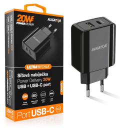 Nabíječka Aligator (CHPD0004) PD 20W USB-C/USB-A černá