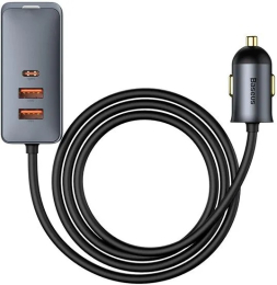 Autonabíječka Baseus (CCBT-B0G) s prodlužovacím kabelem 120W, 2x USB-A/2x USB-C šedá