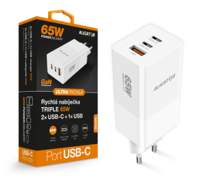 Nabíječka Aligator (CHPD0026) GaN 2x USB-C 1x USB-A 65W bílá