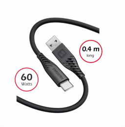 Datový kabel Swissten Soft Silicone USB-A/USB-C 0.4m černý