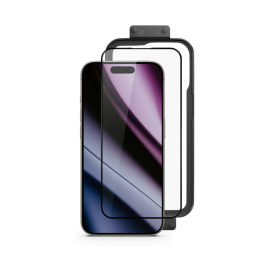 Tvrzené sklo Epico ImpactBuffer 3D s aplikačním rámečkem pro iPhone 15/16 černé