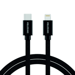 Datový kabel Swissten Textile USB-C na Lightning 2m černý