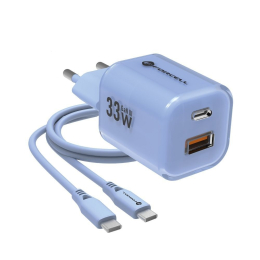 Nabíječka Forcell F-Energy GaN III USB-C/USB-A 33W + kabel USB-C modrá