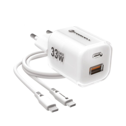 Nabíječka Forcell F-Energy GaN III USB-C/USB-A 33W + kabel USB-C bílá
