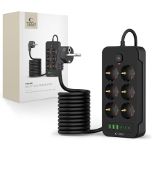 Prodlužovací kabel s nabíjením Tech-Protect 6x 230V, 3x USB-A, 3x USB-C, 2 metry černý