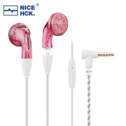 Sluchátka NICEHCK YDX 3.5mm jack s mikrofonem růžová