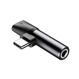 Audio adaptér s redukcí Baseus z USB-C na USB-C a 3,5mm jack černý