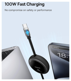 Navíjecí kabel Baseus Free2Pull USB-C/USB-C s nastavitelnou délkou až 2m 100W černý (balení po 2ks)