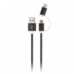 Datový kabel Setty 2v1 microUSB+USB-C 1m 2A černý
