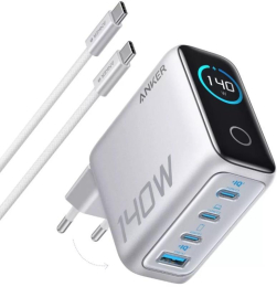 Nabíječka do sítě Anker 140W, 3xUSB-C, 1x USB-A stříbrná