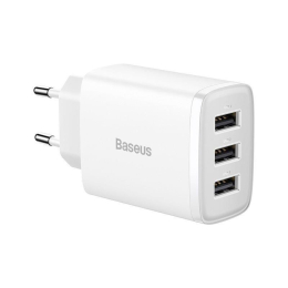 Nabíječka do sítě Baseus Compact 3xUSB 17W bílá