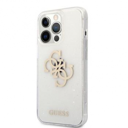 Guess TPU Big 4G Full Glitter Zadní Kryt pro iPhone 13 Pro Transparent