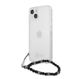 Guess PC Script and Black Pearls Zadní Kryt pro iPhone 13 mini Transparent