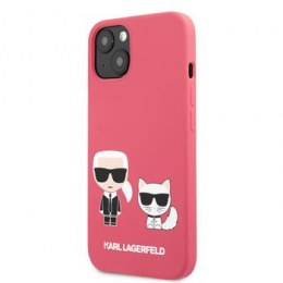 Karl Lagerfeld and Choupette Liquid Silicone Zadní Kryt pro iPhone 13 mini Red