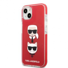 Karl Lagerfeld TPE Karl and Choupette Heads Kryt pro iPhone 13 mini Red