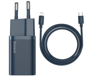 Baseus TZCCSUP-B03 Super Si Quick Nabíječka USB-C 20W + Simple Wisdom Data Kabel USB-C to iP 1m Blue