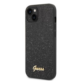 Guess PC/TPU Glitter Flakes Metal Logo Zadní Kryt pro iPhone 14 Black