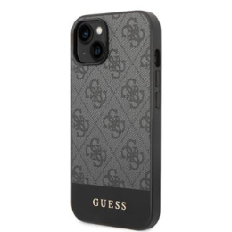 Guess PU 4G Stripe Zadní Kryt pro iPhone 14 Plus Grey