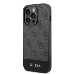 Guess PU 4G Stripe Zadní Kryt pro iPhone 14 Pro Max Grey