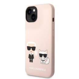 Karl Lagerfeld MagSafe Kompatibilní Kryt Liquid Silicone Karl and Choupette pro iPhone 14 Plus Pink