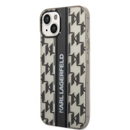 Karl Lagerfeld Monogram Vertical Stripe Zadní Kryt pro iPhone 14 Plus Black