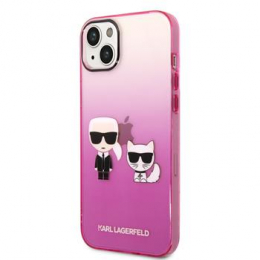 Karl Lagerfeld Gradient Karl and Choupette Zadní Kryt pro iPhone 14 Plus Pink