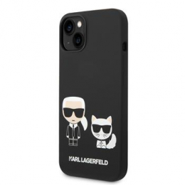 Karl Lagerfeld and Choupette Liquid Silicone Zadní Kryt pro iPhone 14 Plus Black