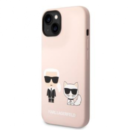 Karl Lagerfeld and Choupette Liquid Silicone Zadní Kryt pro iPhone 14 Plus Pink