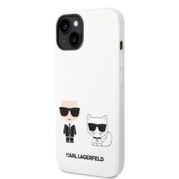 Karl Lagerfeld and Choupette Liquid Silicone Zadní Kryt pro iPhone 14 Plus White