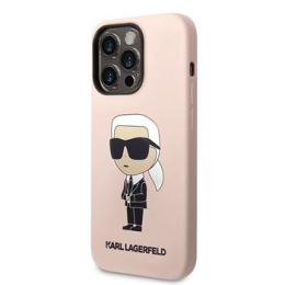 Karl Lagerfeld Liquid Silicone Ikonik NFT Zadní Kryt pro iPhone 14 Pro Max Pink