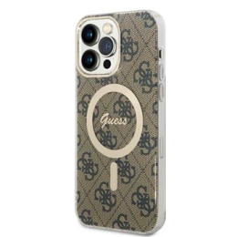 Guess IML 4G MagSafe Zadní Kryt pro iPhone 14 Pro Max Brown