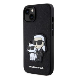 Karl Lagerfeld PU Saffiano Karl and Choupette NFT Zadní Kryt pro iPhone 13 Black