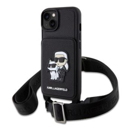 Karl Lagerfeld Saffiano Crossbody Popruh Karl and Choupette NFT Kryt pro iPhone 14 Black