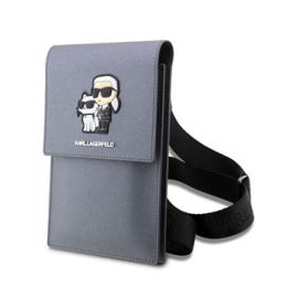 Karl Lagerfeld Saffiano Metal Logo NFT Taška na Telefon Silver